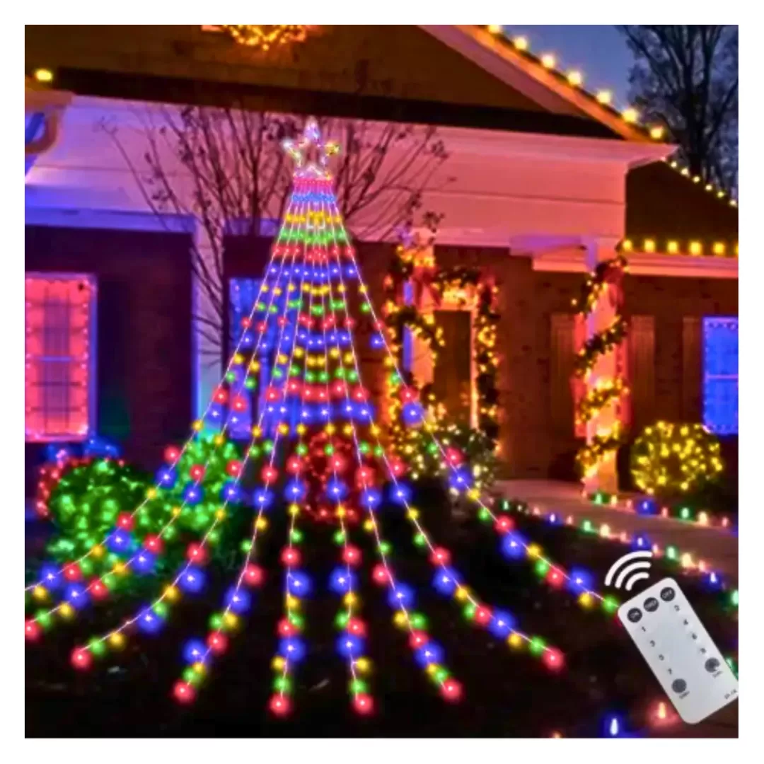 Luz Cortina Solar Árbol de Navidad Campanas